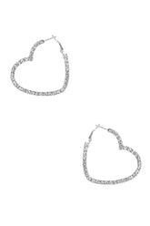 Rhinestone 5mm Side Crystal Heart Hoop Earring